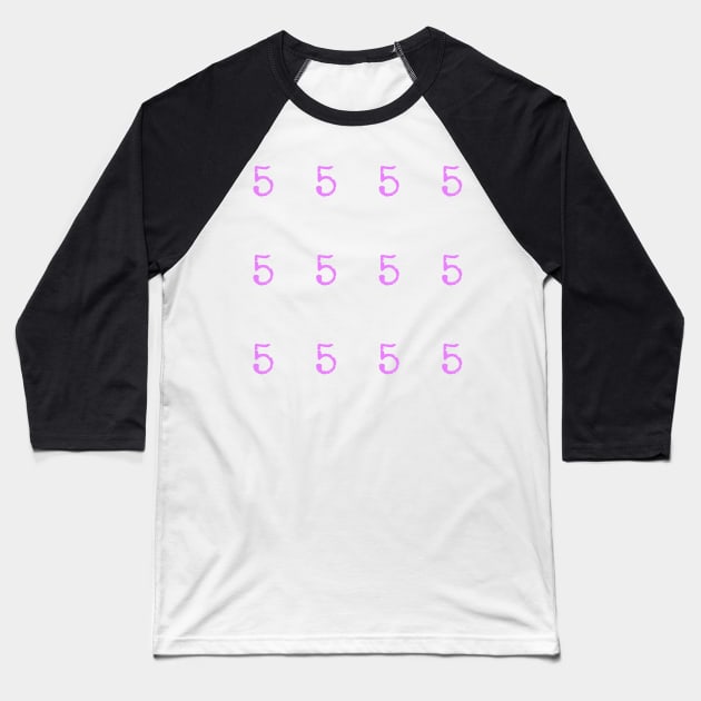 Pink Typewriter Number 5 Baseball T-Shirt by anacarminda